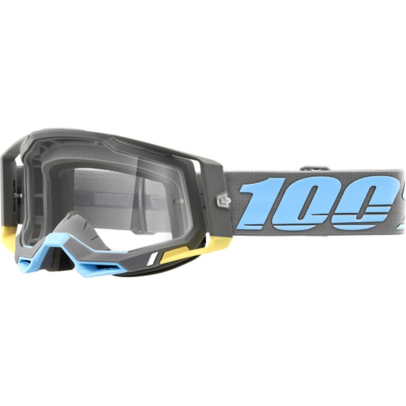 100% Racecraft 2 Trinidad - Clear Goggles - Grey/Blue/Yellow