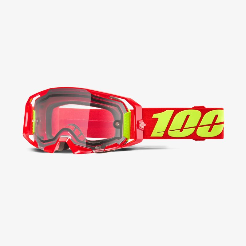 100% Armatic Enduro MOTO DUAL PANE RED - Clear Goggles