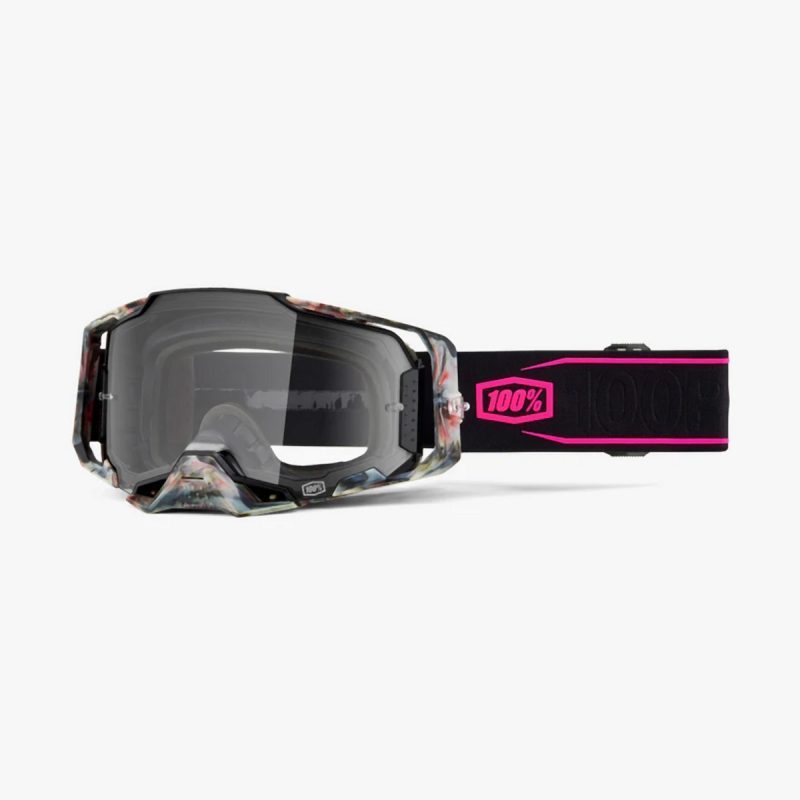 100% Armega Sarcelle - Clear Goggles - Black/Pink