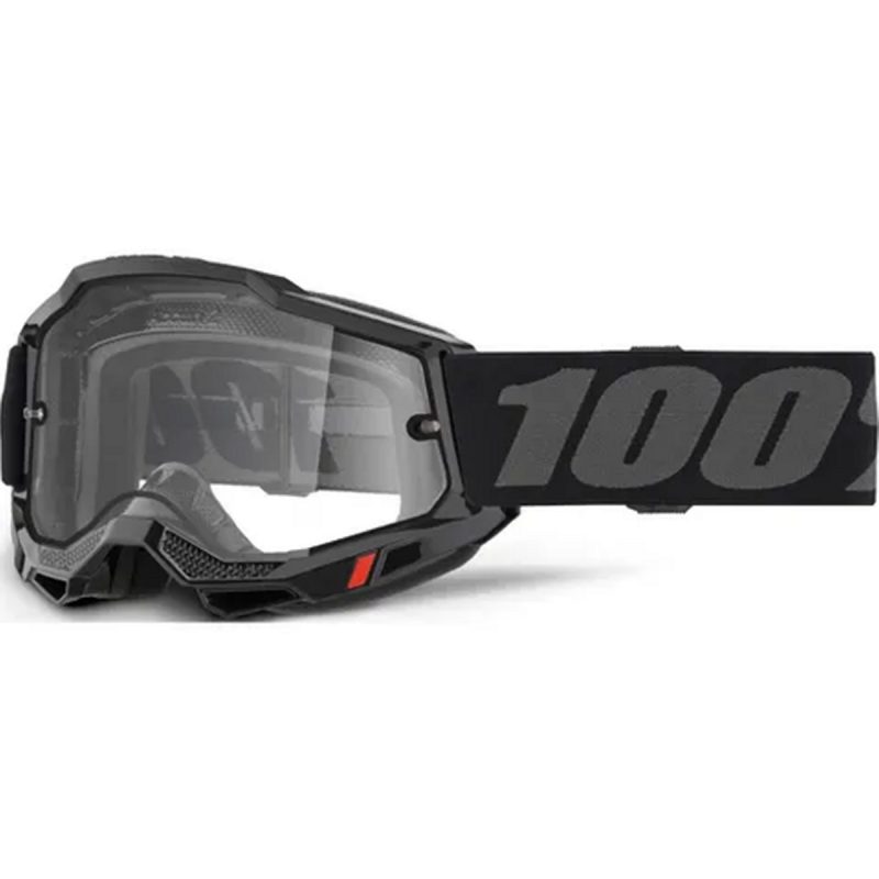 100% Accuri 2 Enduro MOTO Black - Clear Goggles - Black/Grey