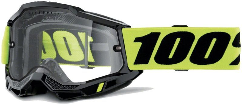 100% Accuri 2 Enduro MOTO Black - DUAL Clear Goggles - Black/Fluo Yellow