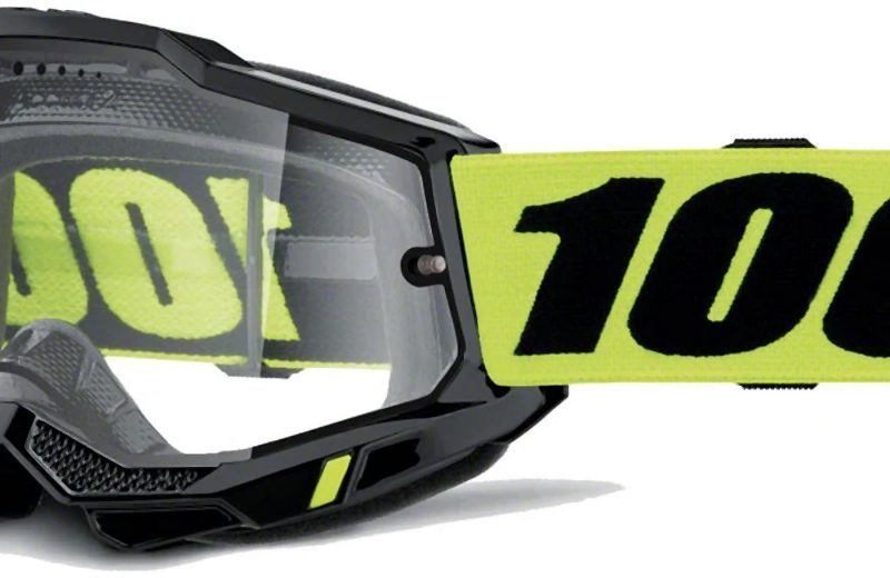 100% Accuri 2 Enduro MOTO Black - DUAL Clear Goggles - Black/Fluo Yellow