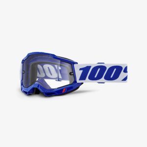100% Accuri 2 Enduro MOTO BLUE - DUAL Clear Goggles - Blue/White