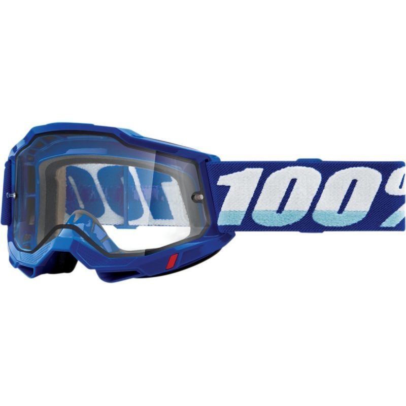 100% Accuri 2 Enduro MOTO BLUE - DUAL Clear Goggles - Blue/White