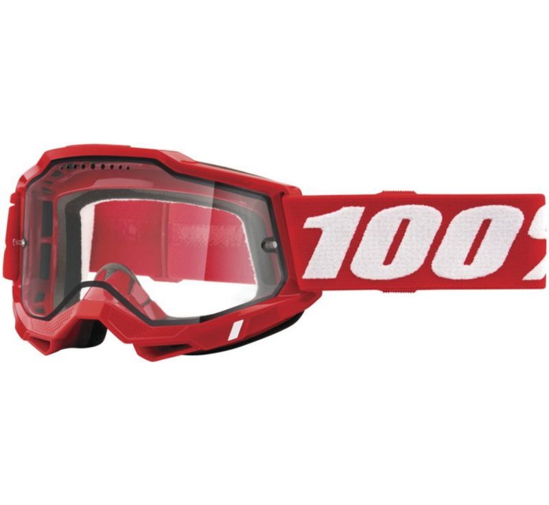 100% Accuri 2 Enduro MOTO RED - DUAL Clear Goggles - Red/White