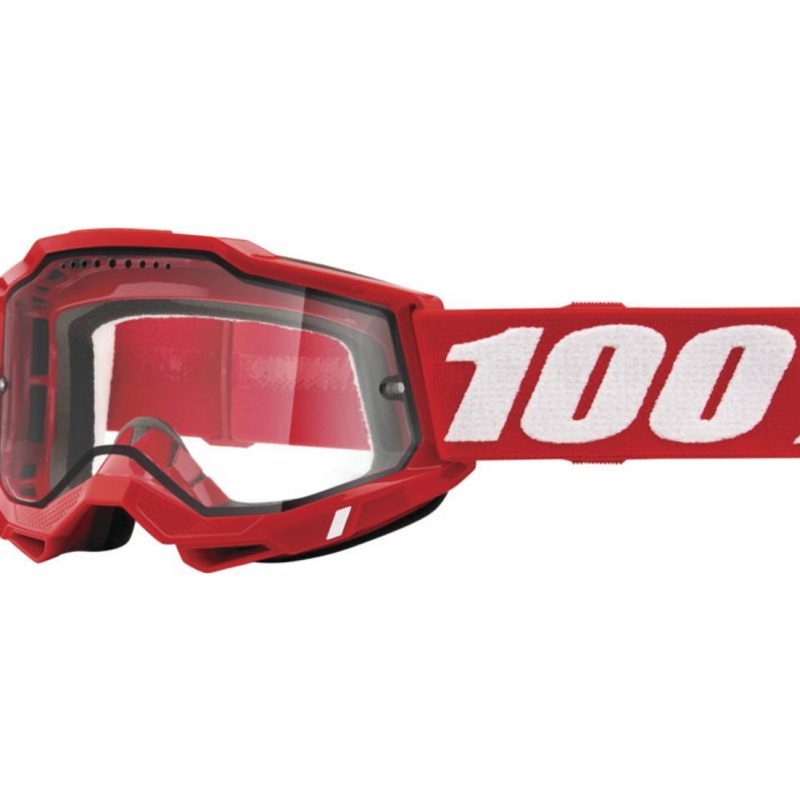 100% Accuri 2 Enduro MOTO RED - DUAL Clear Goggles - Red/White