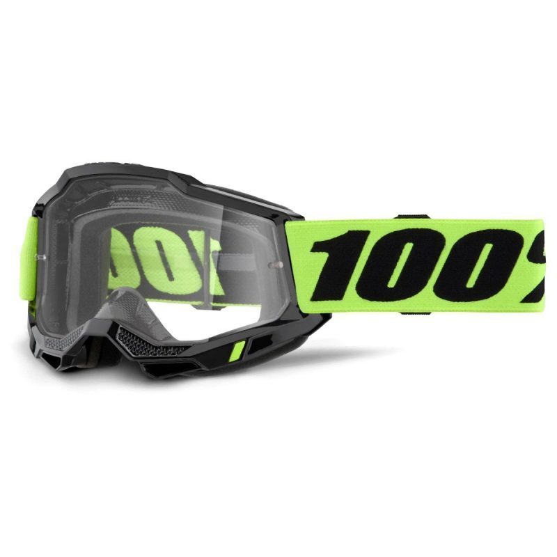 100% Accuri 2 Enduro MOTO Yellow - DUAL Clear Goggles - Black/Fluo Yellow