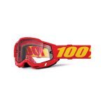 100% Accuri 2 MOTO RED - DUAL Clear PANE Goggles - Red/Yellow
