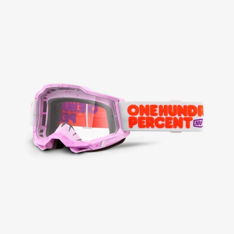 100% Accuri 2 Hundreds - Clear Goggles - Pink/Red
