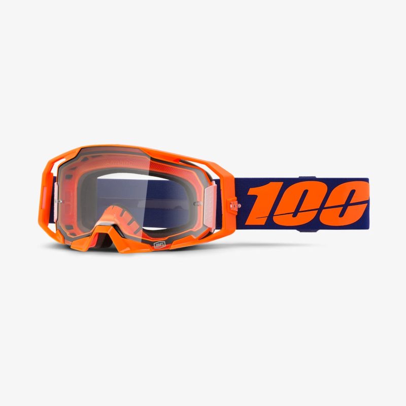 100% Armatic NEON Orange - Clear Goggles - Orange/Purple