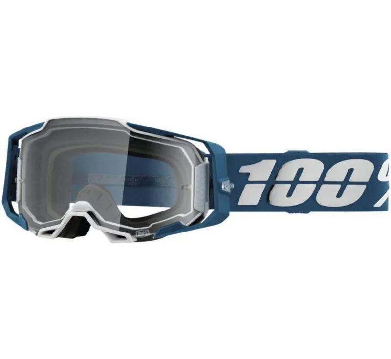 100% Armega Albar - Clear Goggles - Blue/Silver