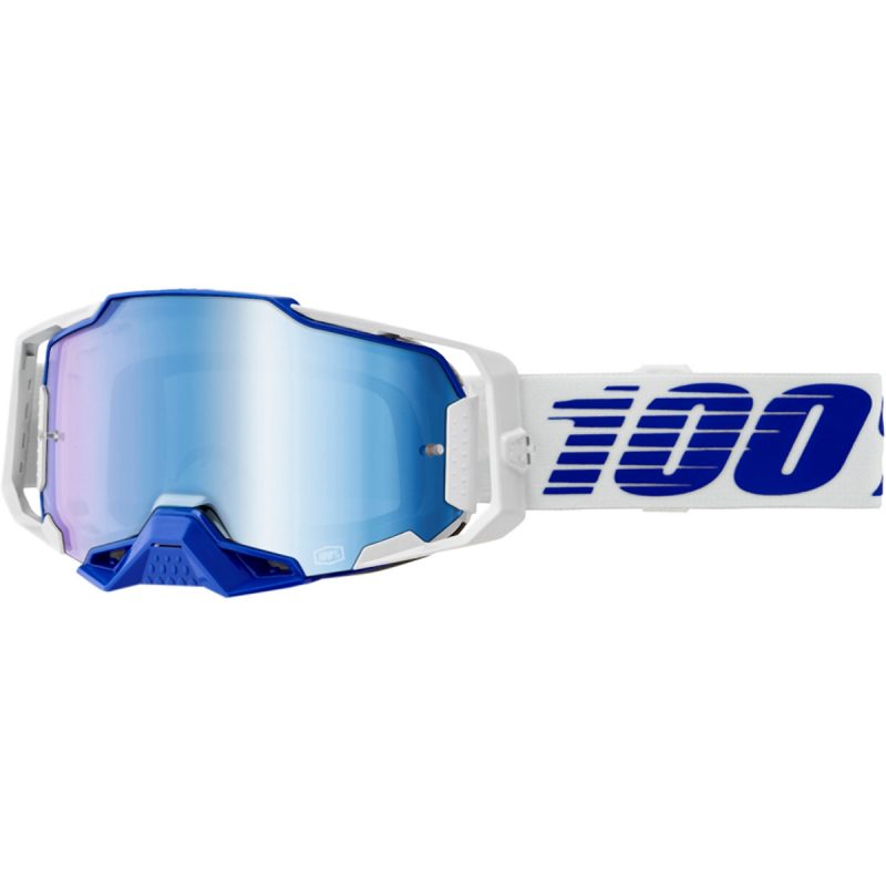 100% Armega BLUE - Mirror Goggles - Blue/White