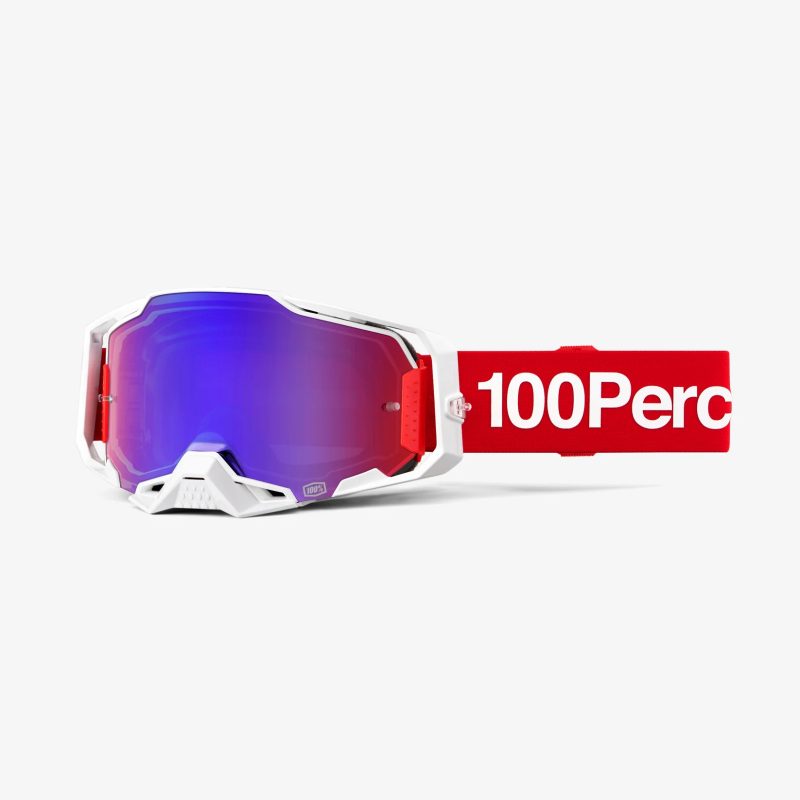100% Armega Corbin - Mirror BLUE/RED Goggles - Red/White