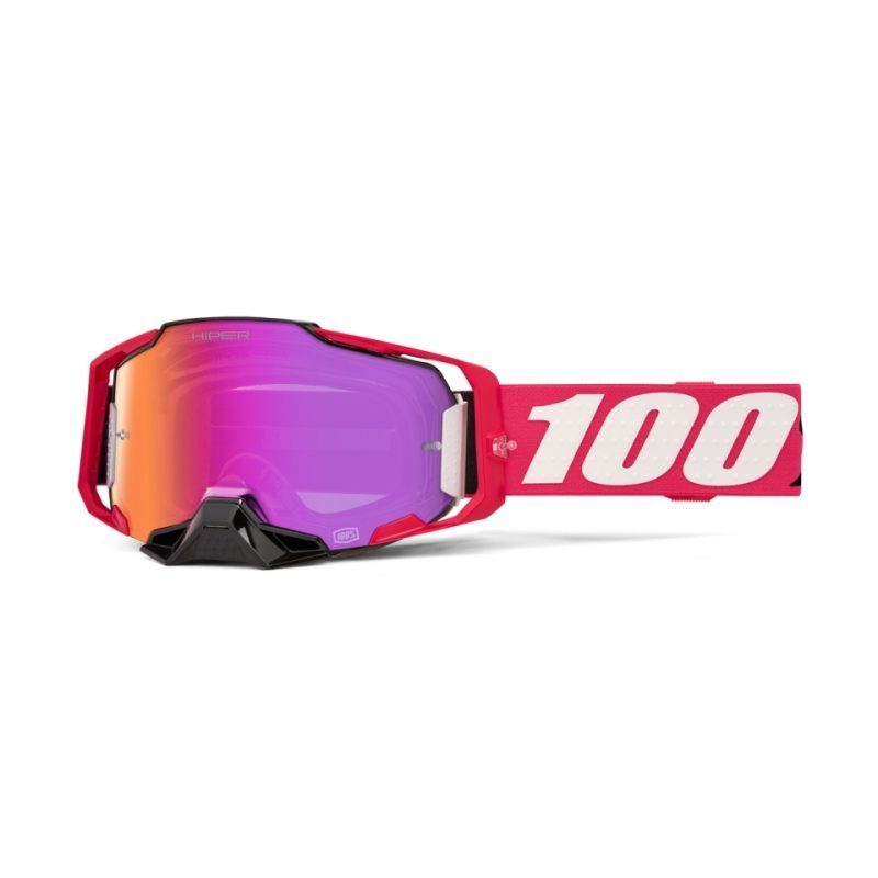 100% Armega Hiper Kloug - Mirror DARK RED Goggles - Pink/White/Black