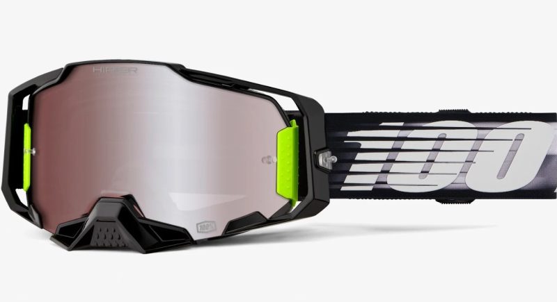 100% Armega Hiper Lightspeed - Mirror Silver Flash Goggles - Black/White