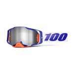 100% Armega Lavingaad - Mirror Silver Flash Goggles - White/Blue-Silver Lustro