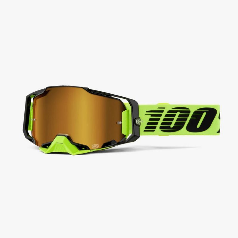 100% Armega NEON Yellow - Mirror GOLD Goggles - Fluo Yellow/Black