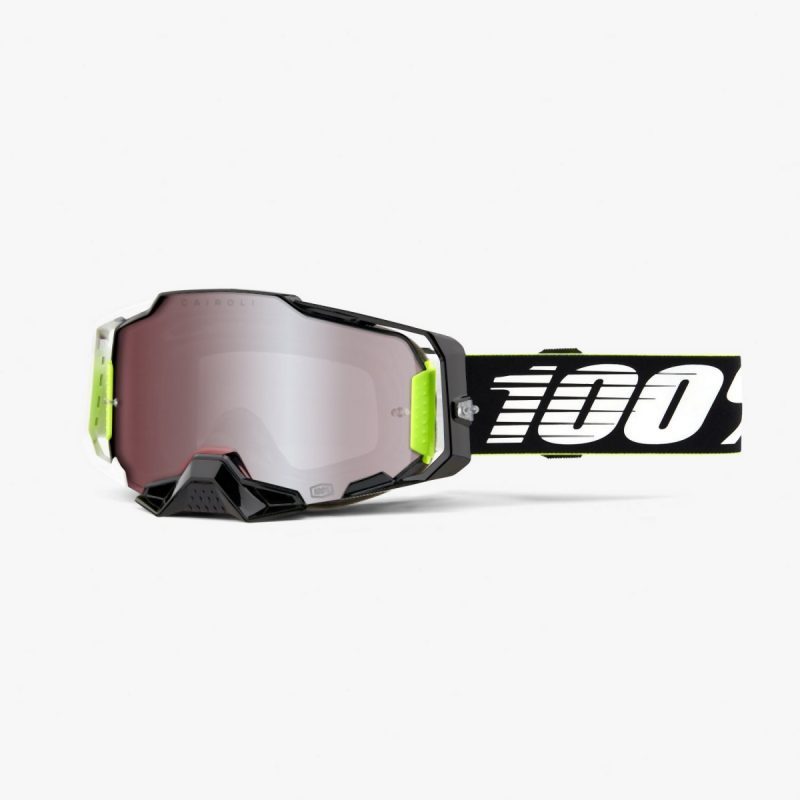 100% Armega RACR - Hiper Silver Mirror Goggles - Black/White