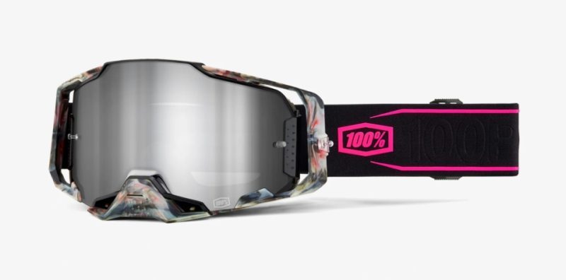 100% Armega Sarcelle - Mirror Silver Goggles - Black/Pink