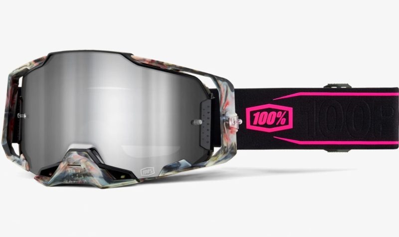 100% Armega Sarcelle - Mirror Silver Goggles - Black/Pink