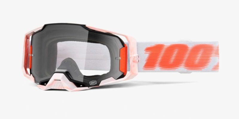 100% Armega Tubular - Clear Goggles - White/Orange