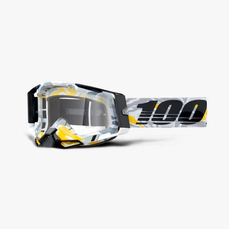 100% Racecraft 2 KORB - Clear Goggles - White/Grey/Black/Yellow