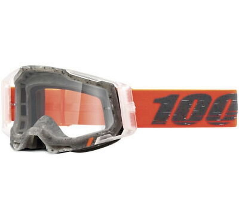 100% Racecraft 2 Schrute - Clear Goggles - Orange/Grey