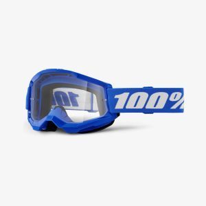100% Strata 2 BLUE - Clear Goggles - Blue/White