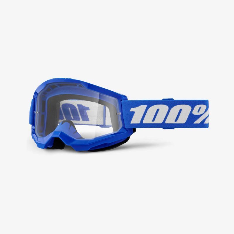 100% Strata 2 BLUE - Clear Goggles - Blue/White
