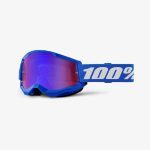 100% Strata 2 BLUE - Mirror RED/BLUE Goggles - Blue/White