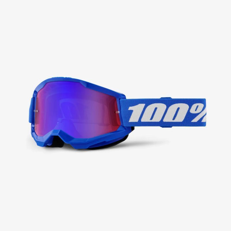 100% Strata 2 BLUE - Mirror RED/BLUE Goggles - Blue/White