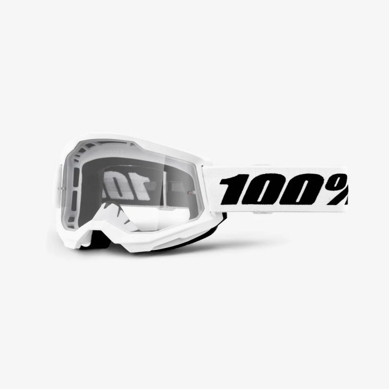 100% Strata 2 White - Clear Goggles - White/Black