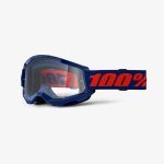 100% Strata 2 NAVY - Clear Goggles - Navy/Red