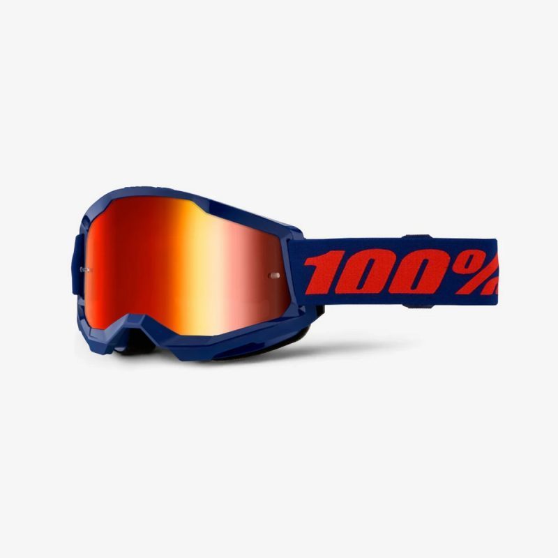 100% Strata 2 NAVY - Mirror Goggles - Navy/Red
