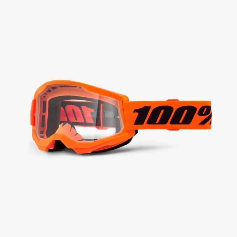 100% Strata 2 NEON Orange - Clear Goggles - Fluo Orange