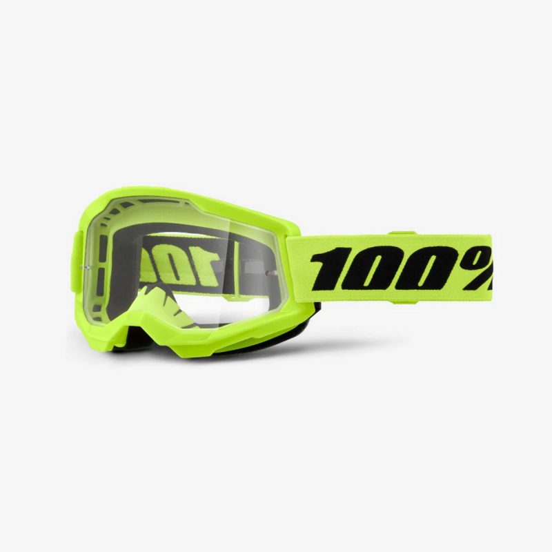 100% Strata 2 NEON Yellow - Clear Goggles - Fluo Yellow/Black