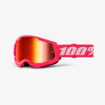 100% Strata 2 PINK - Mirror RED Goggles - Pink/White
