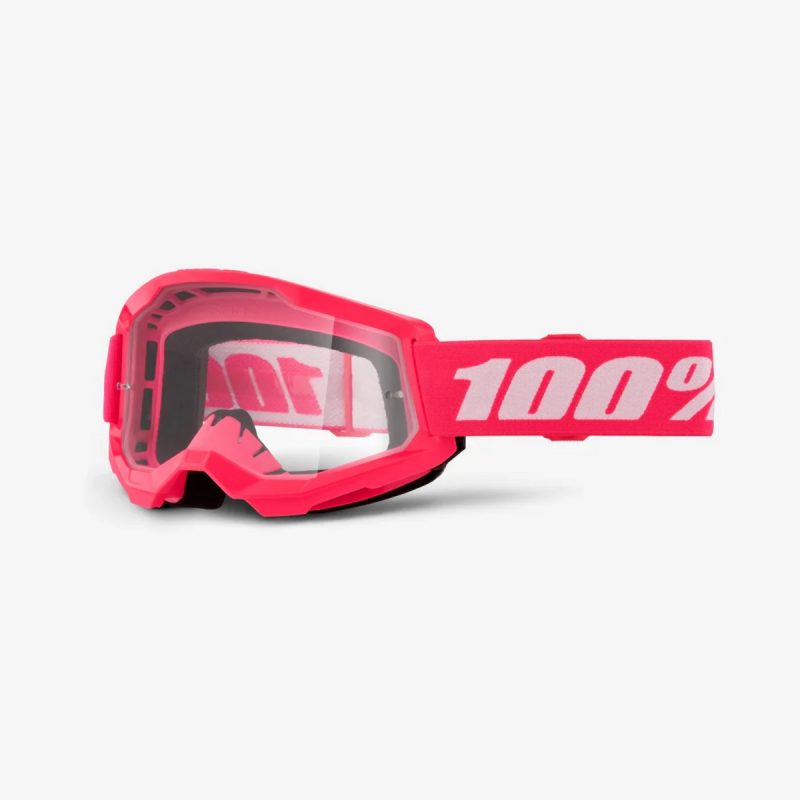100% Strata 2 PINK - Clear Goggles - Pink/White