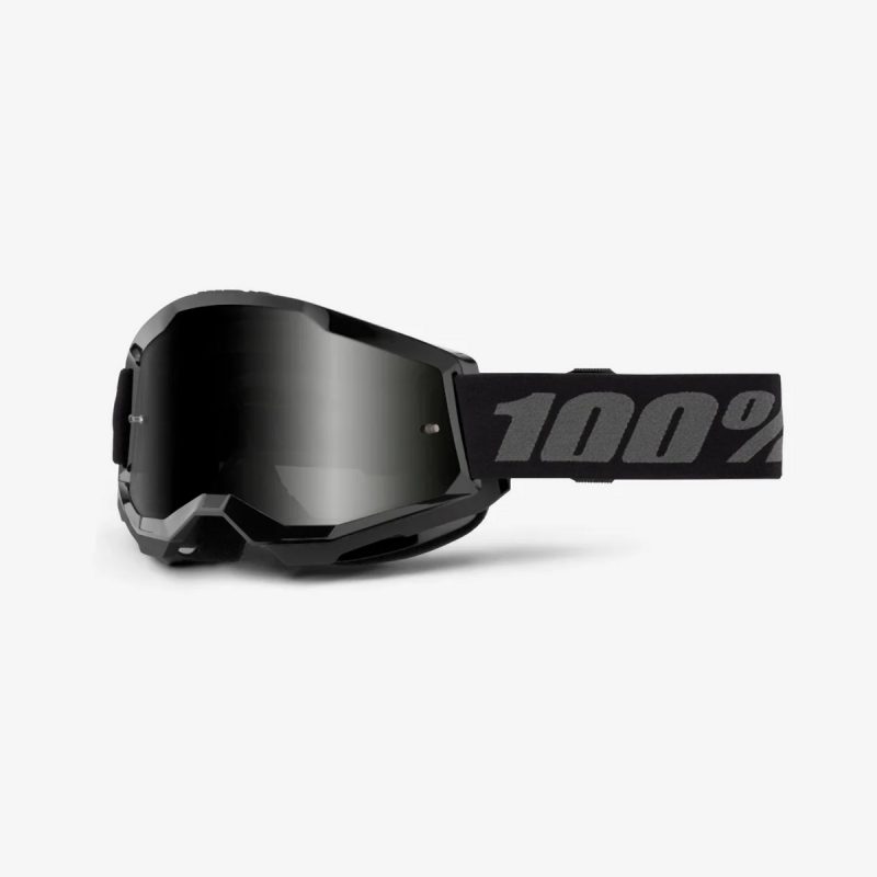 100% Strata 2 SAND Black - Smoke Goggles - Black/Grey
