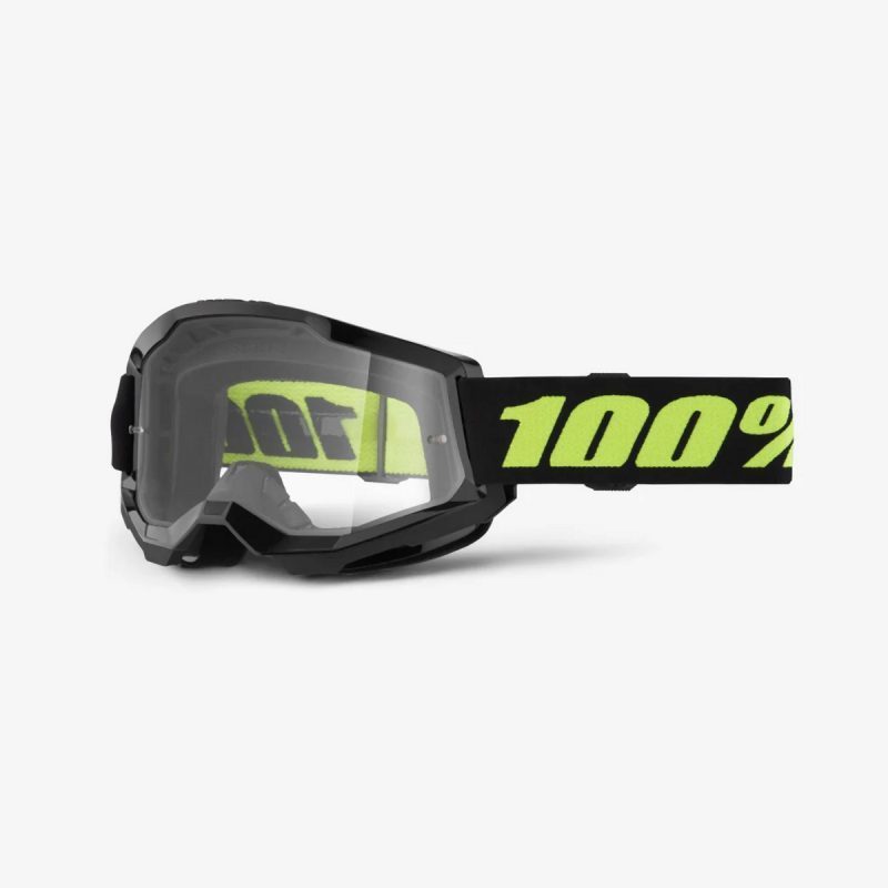 100% Strata 2 Solar Eclipse - Clear Goggles - Black/Fluo Yellow