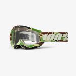 100% Strata 2 WAR CAMO - Clear Goggles - Green/Brown Camo
