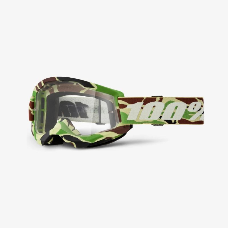 100% Strata 2 WAR CAMO - Clear Goggles - Green/Brown Camo