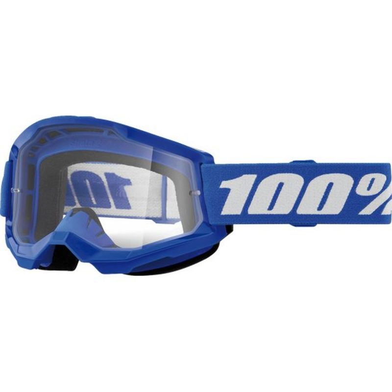 100% Strata 2 Youth BLUE - Clear Goggles - Blue/White