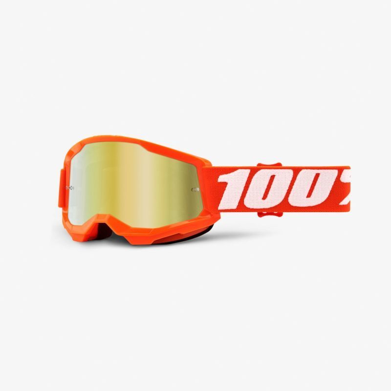 100% Strata 2 Youth Orange - Mirror GOLD Goggles - Orange/White