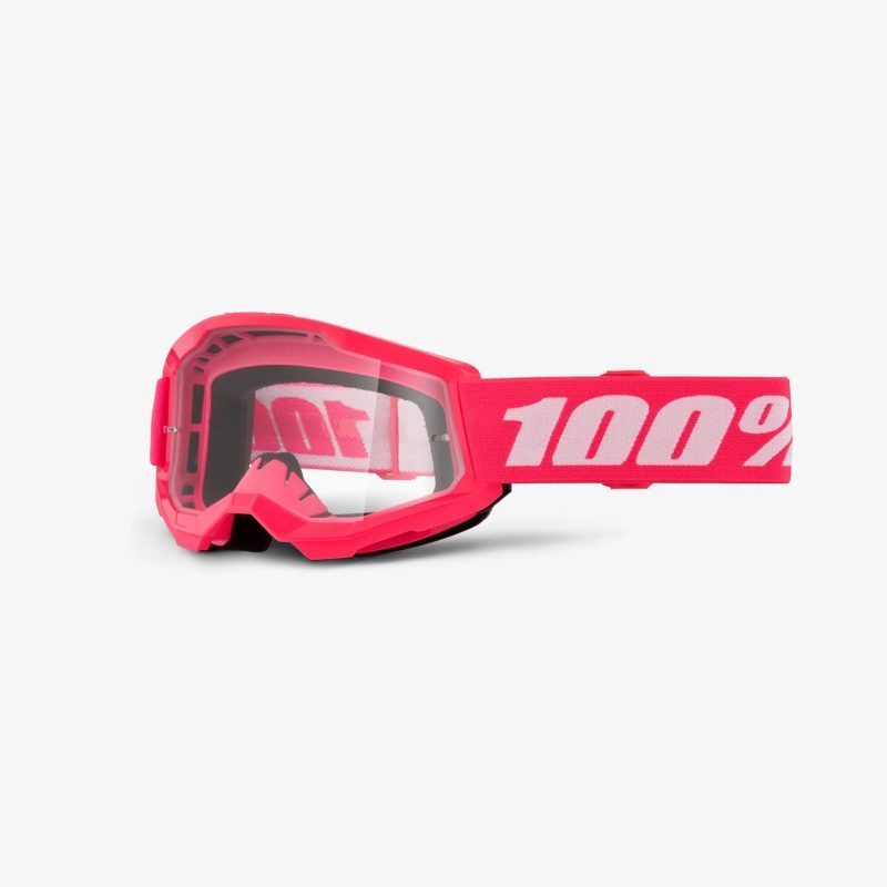 100% Strata 2 Youth PINK - Clear Goggles - Pink/White