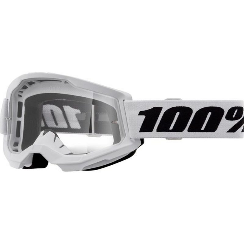 100% Strata 2 Youth White - Clear Goggles - White/Black