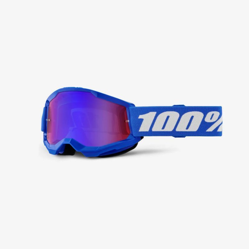 100% Strata 2 Youth BLUE - Mirror RED/BLUE Goggles - Blue/White