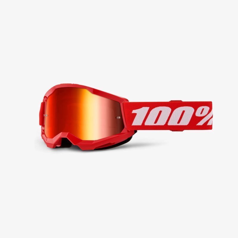 100% Strata 2 Youth RED - Mirror Goggles - Red/White