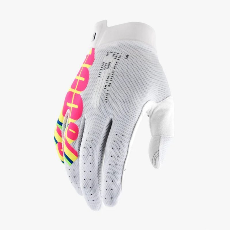 100% MOTOCROSS/ENDURO Itrack System Gloves - White/Pink