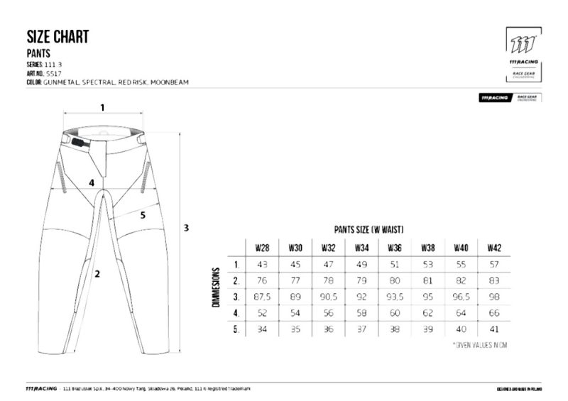 111 Racing MOTO 111.3 - Redrisk Pants - Black/Red/Orange